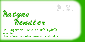 matyas wendler business card